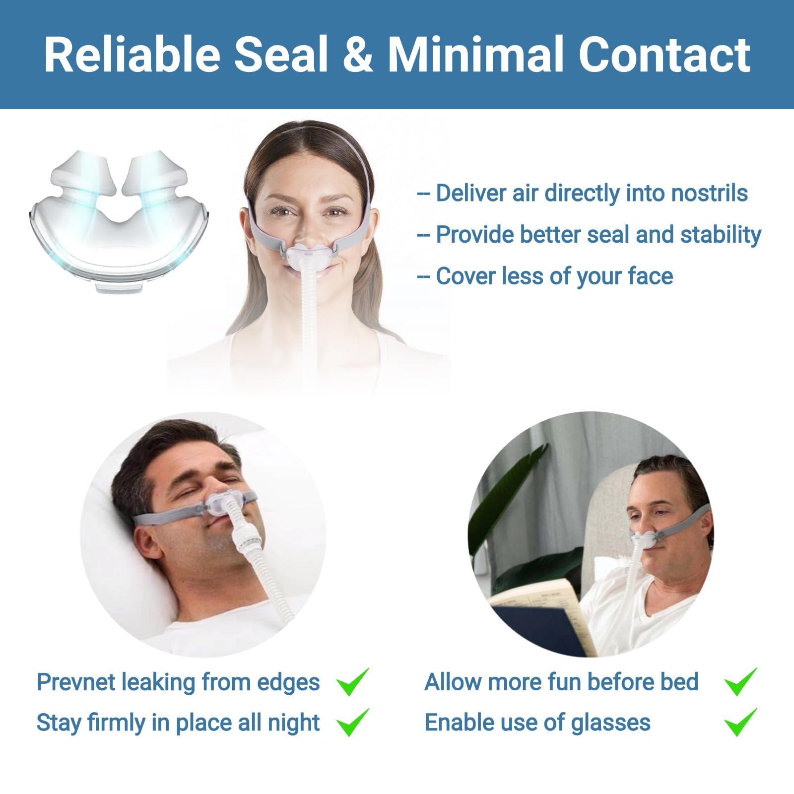 【新品未開封】TechnogelConvexoAdjustablePillow Under The Nose Cpap Nasal Pillow Replacement Kit, Silicone