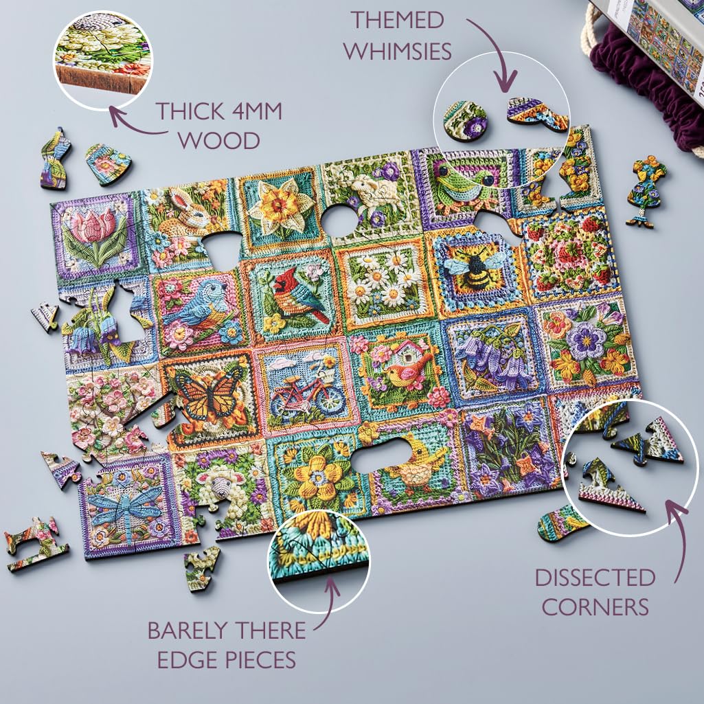 Wentworth Wooden Puzzles Springtime Crochet, 250 Pcs Adult Jigsaw Puzzle, Themed Irregular Pieces - Image 4