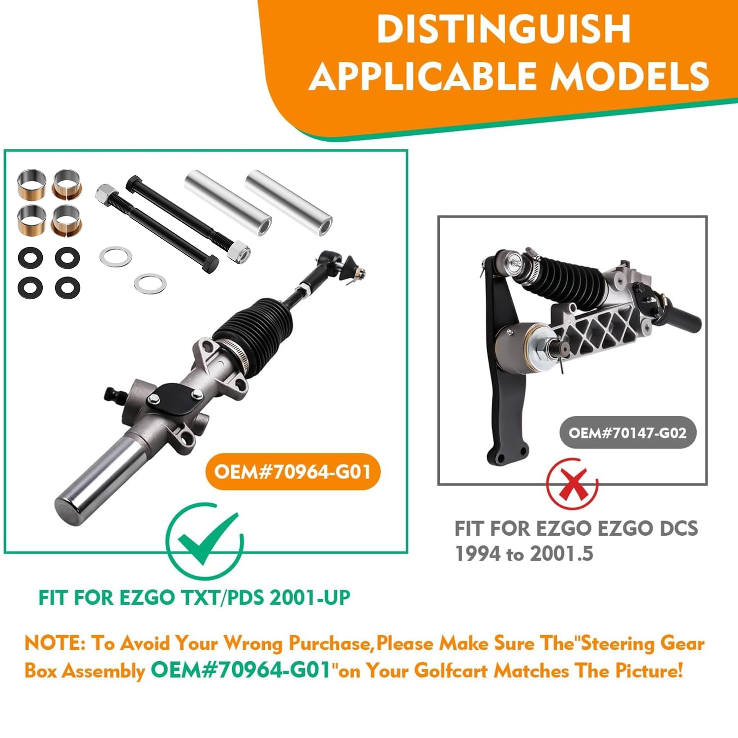 CLUBRALLY EZGO TXT/PDS Golf Cart Bushing Spindle King Pin Tube,Claw Copper Sleeve Kit, OEM#70648-G01, 70749G01, 70745G01