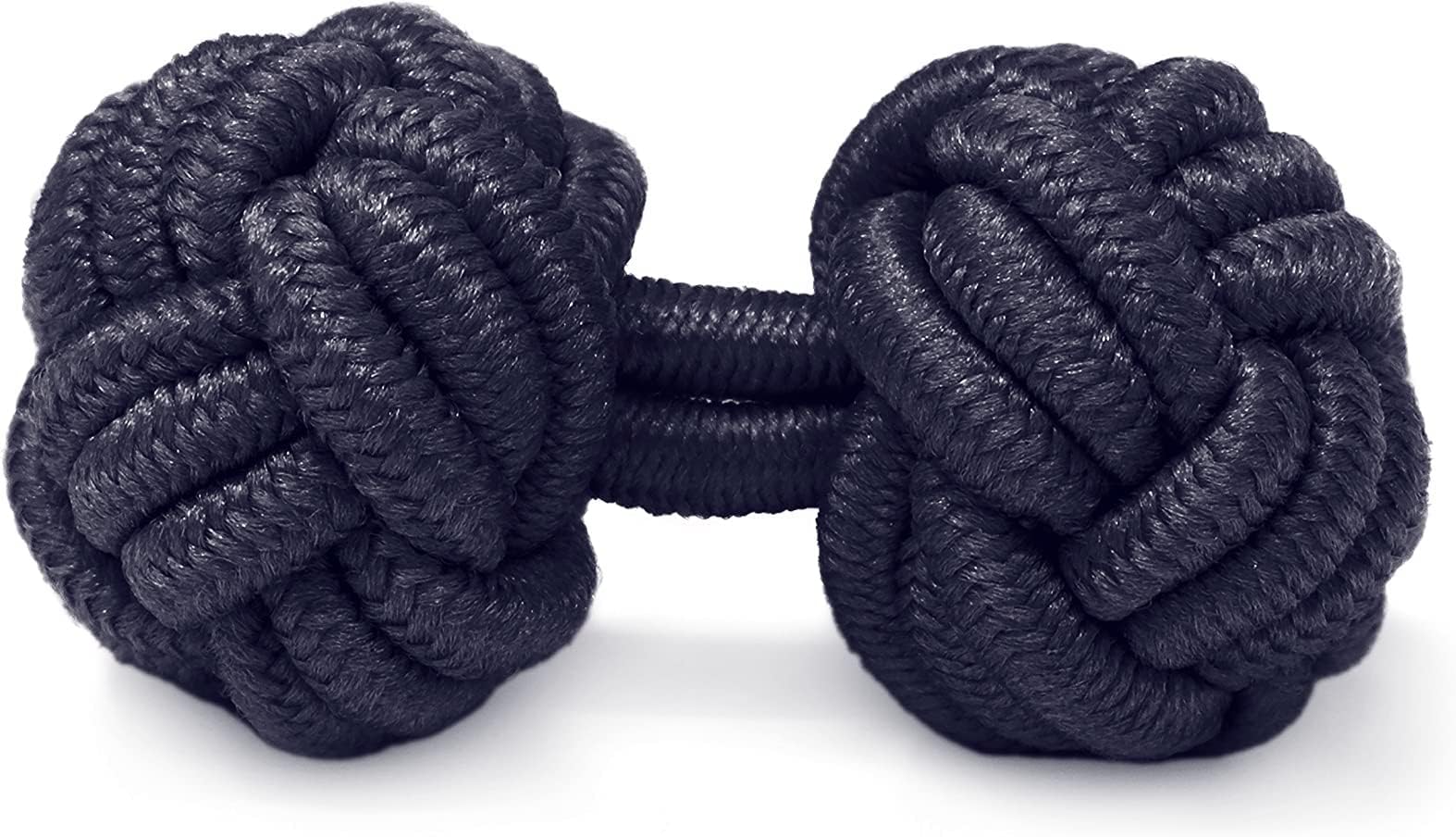 Mens Knot Rope Cotton Silk Elastic Shirt Cufflinks Cuff Fastener (Navy)
