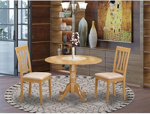 Miniatura 6 de East West Furniture Dublin - Juego de mesa de comedor y sillas de madera de roble (3 piezas)