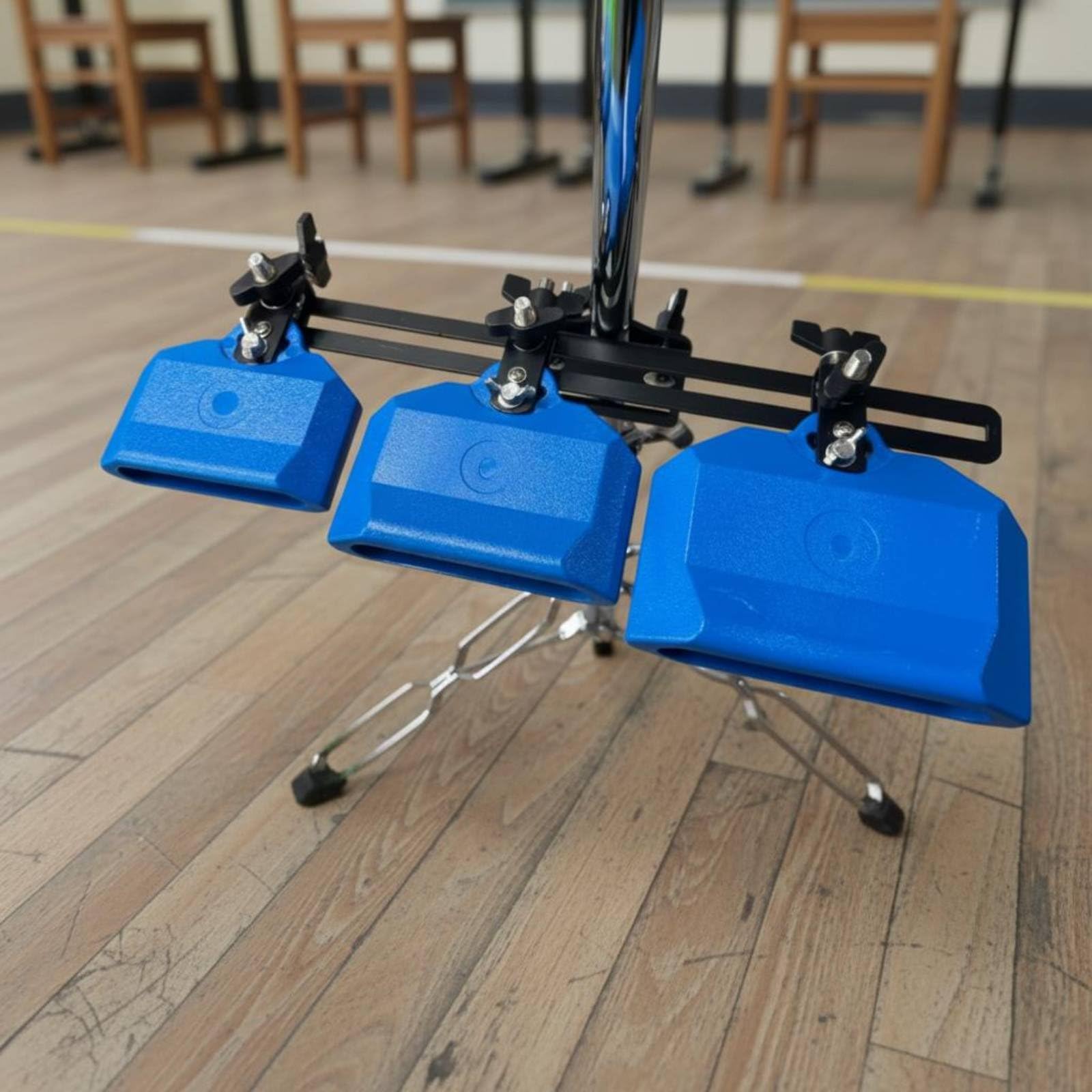 3 Pezzi Set di Campanacci da Batteria Regolabile Campanacci con Supporto Percussione Resistente Clip Campanaccio Batteria per Batteristi, Sala Prove, Rosso