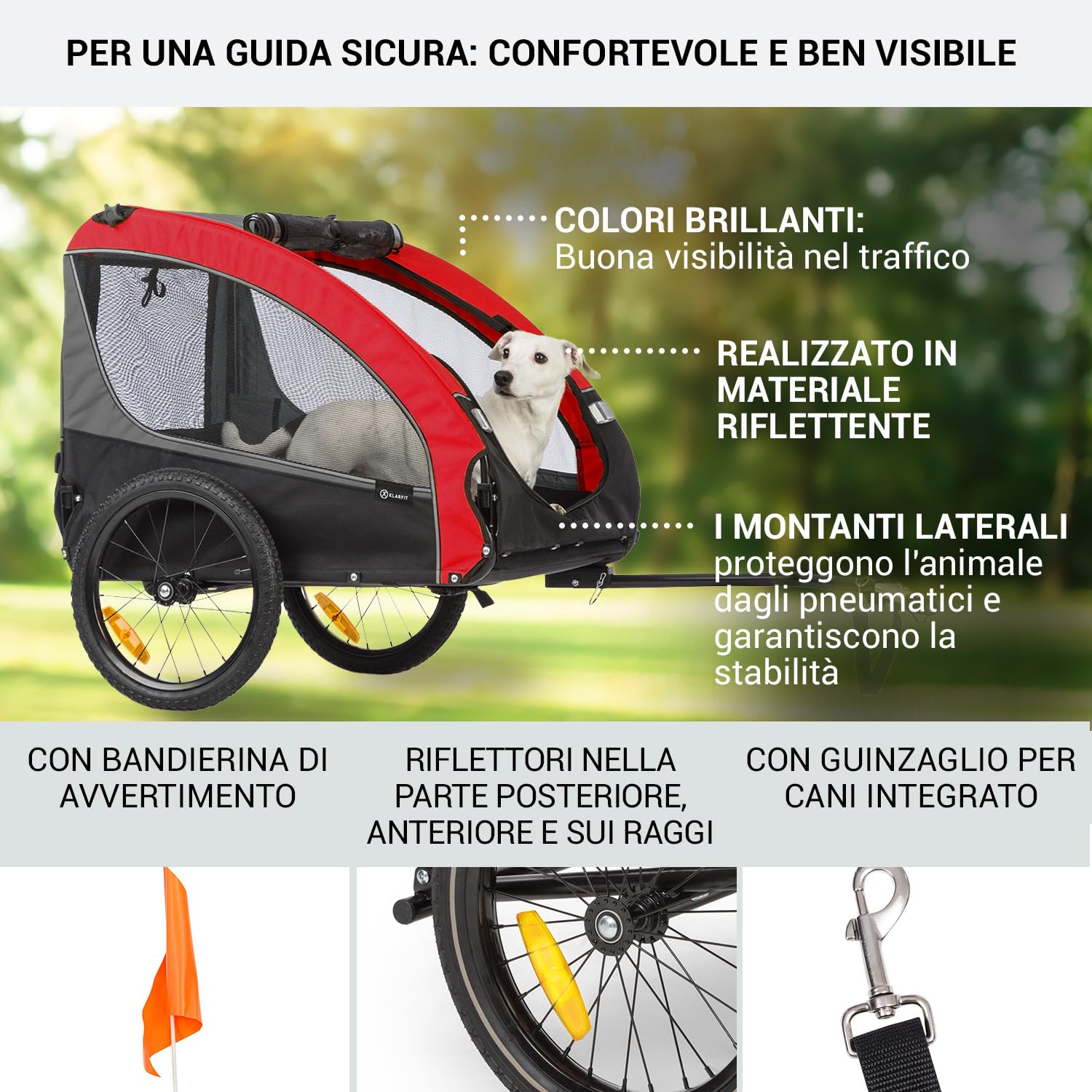 Klarfit Husky Vario 2 in 1 - Rimorchio da Bici e Passeggino per Cani, Carrello Bici, Vol 240 L, Materiale: 600D Oxford Canvas, SmartSpace Concept, Carico Massimo: 40 kg
