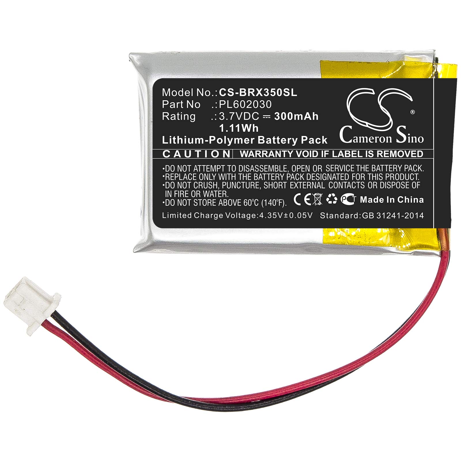 DRAWBELL Replacement Battery for B'lueParrott VXI B350-XT,Part NO:PL602030 (300mAh/1.11Wh)