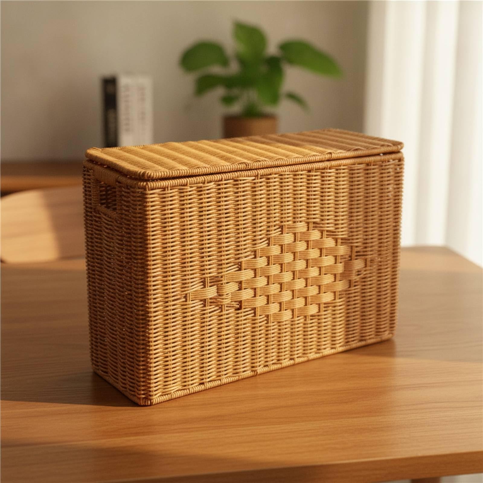 Cesta Organizadora de Almacenamiento con, 33cm X 48cm X 18cm, Cesta De Almacenamiento De Mimbre, Tamaño Grande