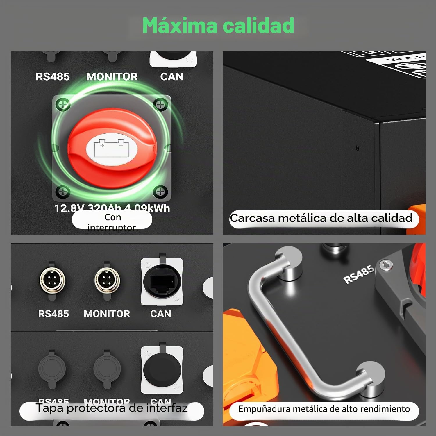 Batería LiFePO4 de 12 V y 320 Ah con certificado ECE R10 con BMS de 250 A, protección a baja temperatura, 12000 ciclos y 10 años de vida útil para caravanas, instalaciones solares