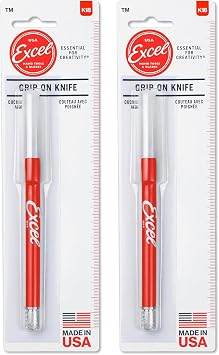 Excel Blades Soft Grip Craft Knife Set, 2 Pack Precision Hobby Knife with Ultra-Sharp #11 Carbon Steel Blade & Contoured Rubberized Grip Ideal for DIY, Art, Crafts Assorted, Made in the USA