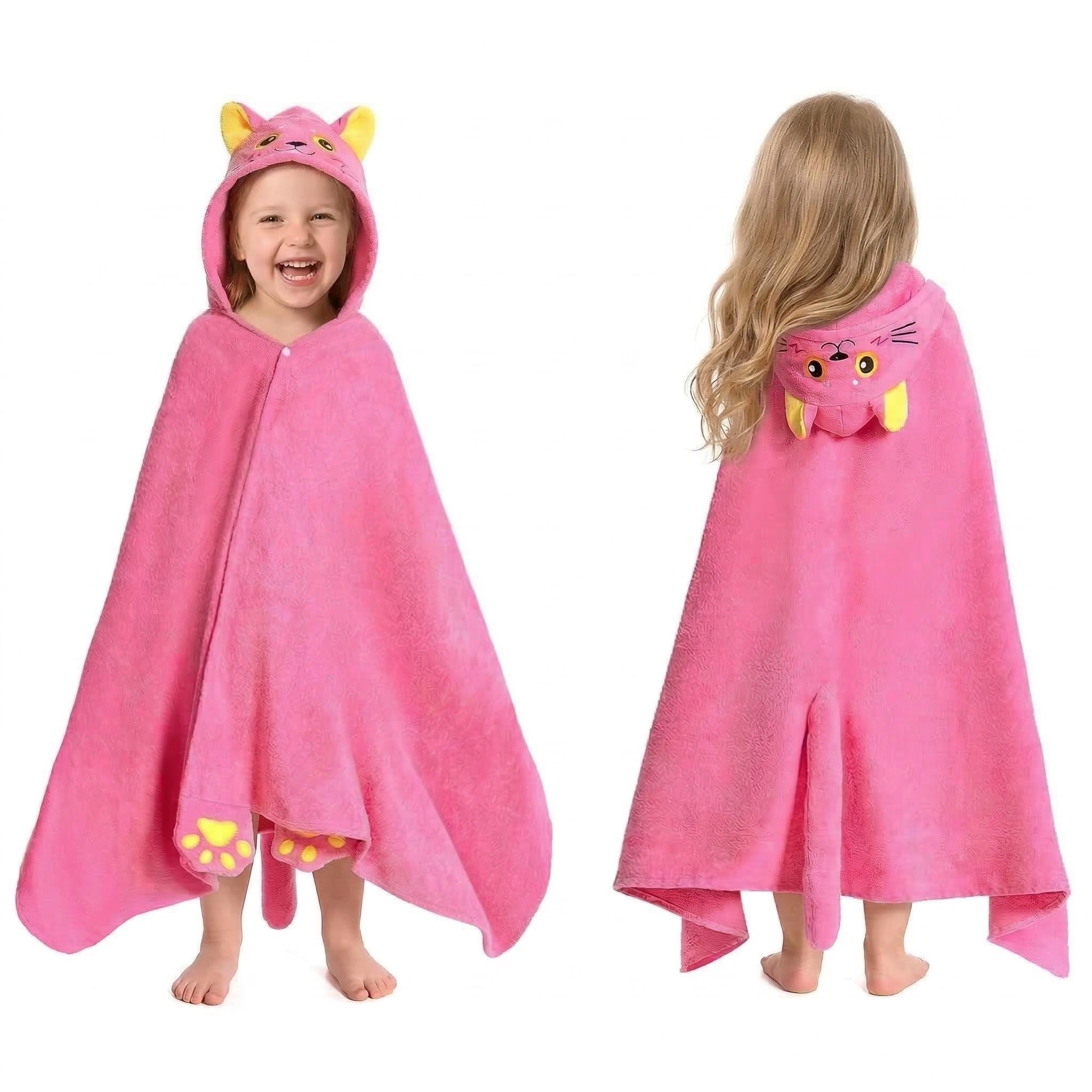 Serviette de bain à capuche microfibre chat évite le froid sortie de douche