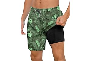 Mens Swimming Trunks 7 Inch Anti-Chafe Quick-Dry Swim Shorts with Compression Liner