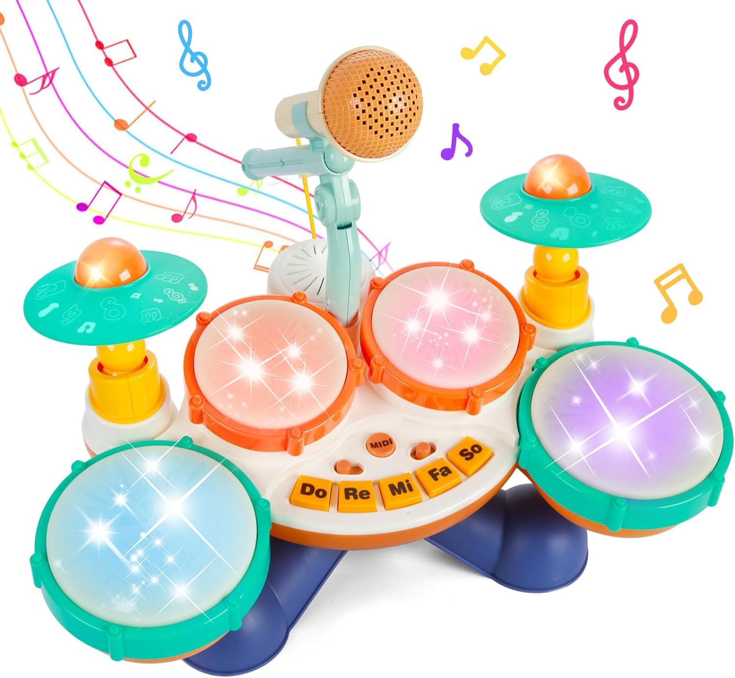 Kids Drum Set Baby Toys, Toddler Drum Set Ages 1-3 with Microphone Musical Instruments Piano Toddler Toys, Preschool Musical Toys Children Drum Set Birthday Gifts for Boys and Girls