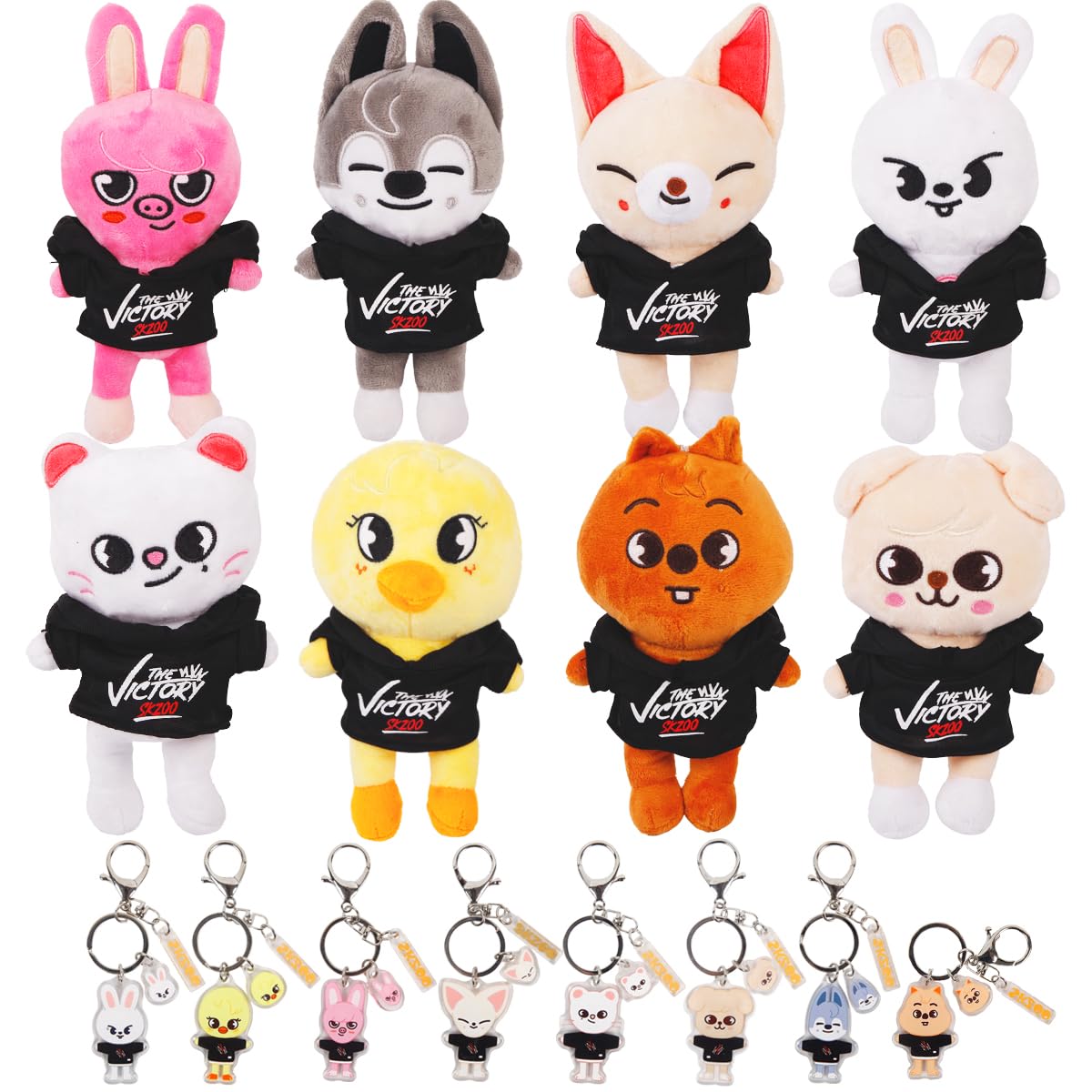 さんご　SKZOO服 Skzoo Black Overalls Clothes Set: Stray Kids Plush Toy