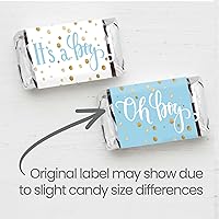 Vista 4 de Mini envoltorios de barra de caramelo con texto en inglés "It's a Boy" con texto en inglés "It's a Boy