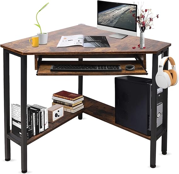 Cheflaud Corner Desk for Small Spaces, Triangle Computer