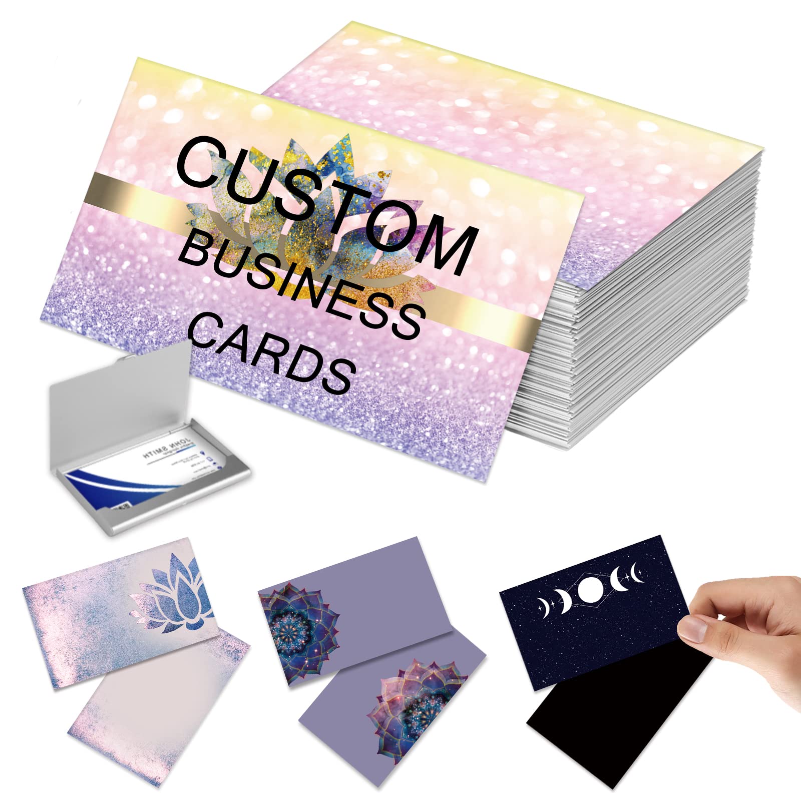 Business Cards Personalised, Personalised Business Cards with Logo/Text Double Sided Print Business Cards Waterproof 300gms for Company, Small Business