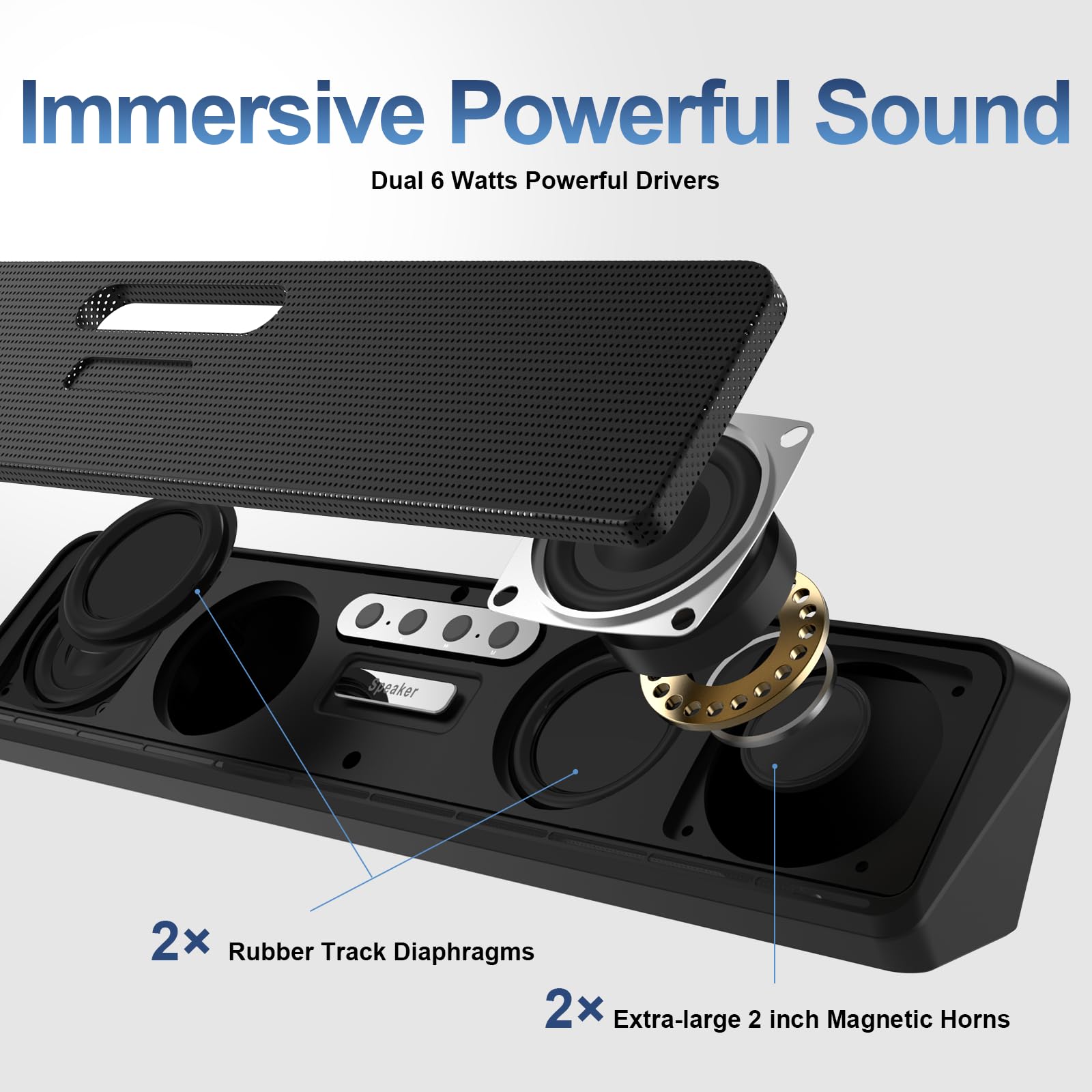 Desktop Computer Speakers for Laptop Tablet, Wired USB Mini Sound Bar Speaker with Stereo Sound, Vibrating Diaphragms, Flowing LED, Plug-n-Play PC Speakers Computer Sound Bar, Bluetooth & USB Input