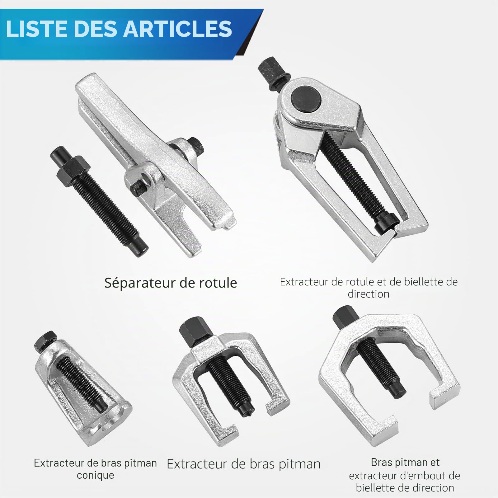 ATPEAM Jeu de 5 Extracteurs de Rotule, Arrache Rotule de Suspension Universel, Extracteur Rotule pour Bras de Suspension et Direction