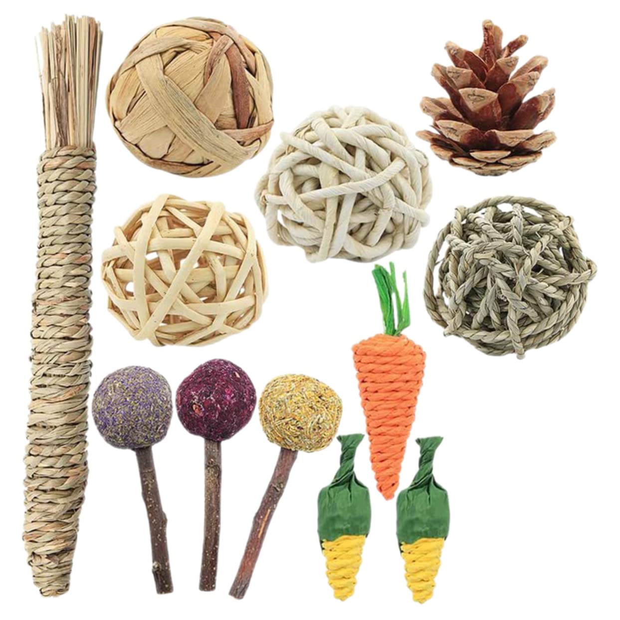 BESPORTBLE 36pezzi Giochi Da Masticare Per Conigli e Criceti Di Accessori Rattan Per Animali Domestici Sicuri e Resistenti Per Cavi e Cincillà Divertenti e Stimolanti Per Gioco e Esercizio
