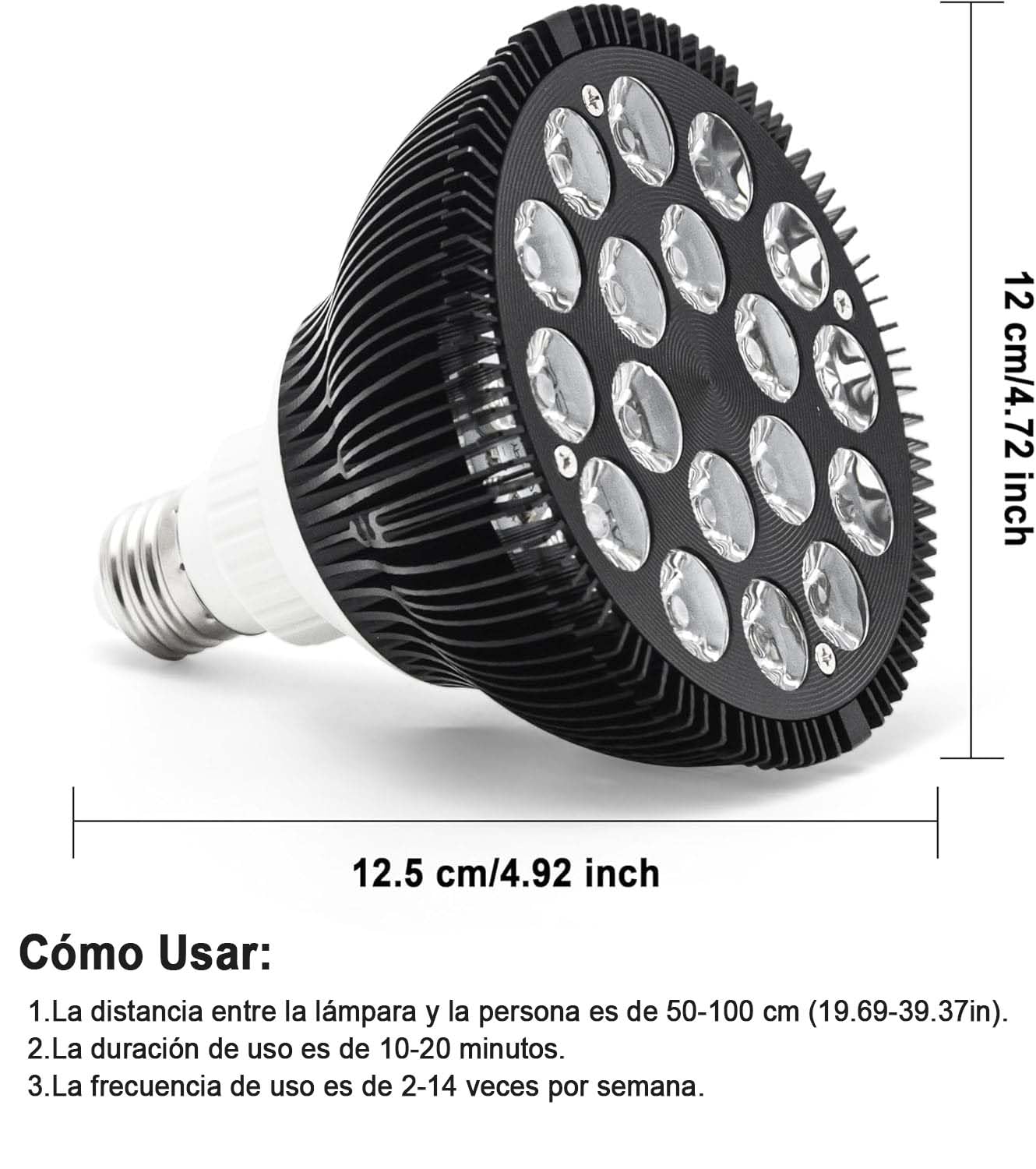 Elitzia 54w luz roja terapia lámpara 660nm LED luz roja terapia bombilla bombilla caliente mejorar la circulación sanguínea mejorar la tez de la piel ETPAR18R