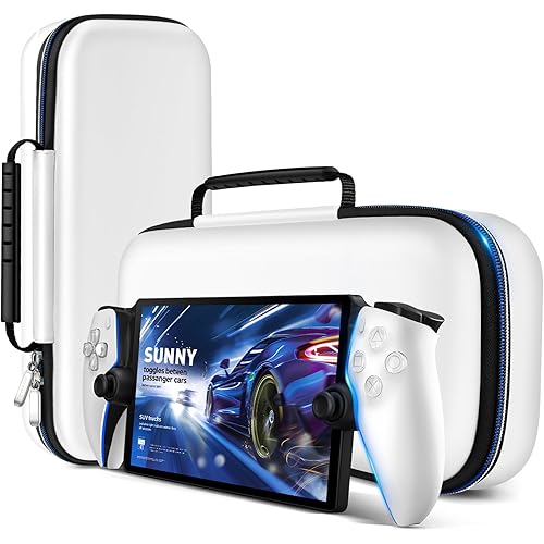ivoler Carry Case for Playstation Portal Remote Player for PS 5 Console holds accessories, Portable Hard Shell Pouch Anti-Drop Travel Bag with Protective Storage Mesh Pocket,Travel friendly, White