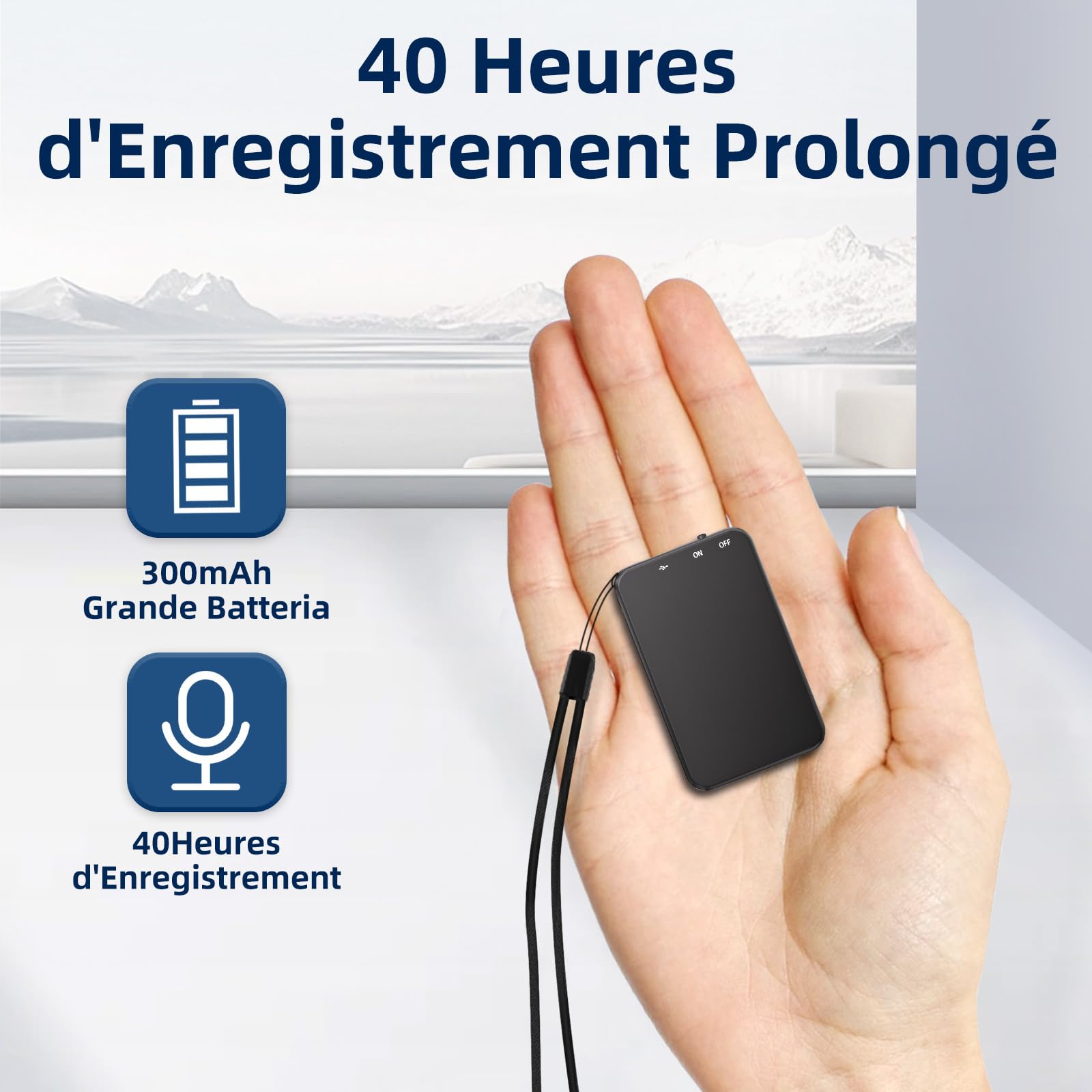Enregistreur Vocal, Vandlion Mini Enregistreur HD avec 40 Heures Autonomie, USB C Dictaphone avec Réduction de Bruit pour Réunions Entretiens Conférences Cours Interviews (Seulement 5 mm)