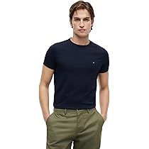 Tommy Hilfiger Uomo T-Shirt Maniche Corte Core Stretch Slim Fit, Blu (Desert Sky), 3XL
