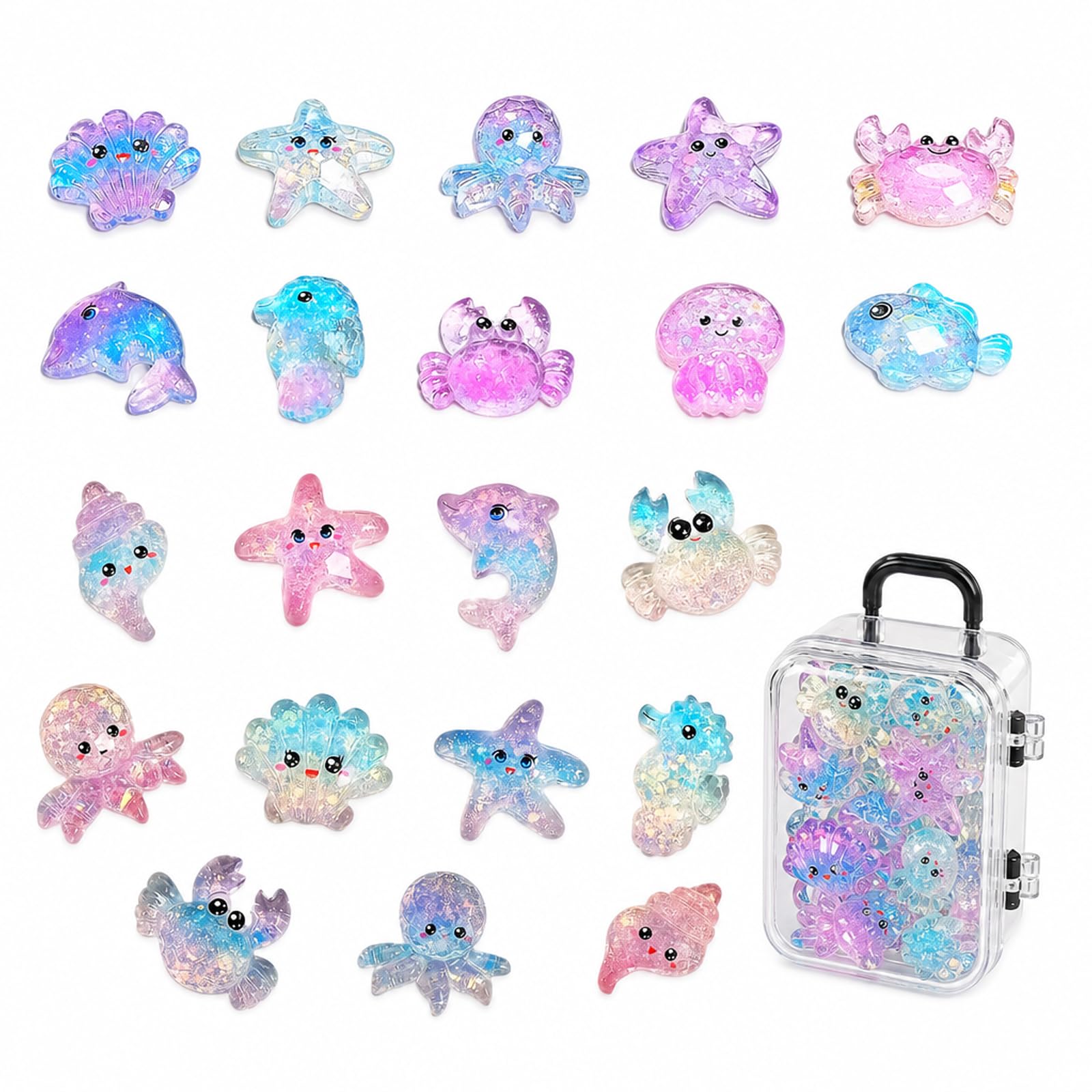 Bodeshis 35 Piece glass animals figures mini, resin animals rare for Aquarium Decor and Fairy Gardens, resin animals rare, resin animals