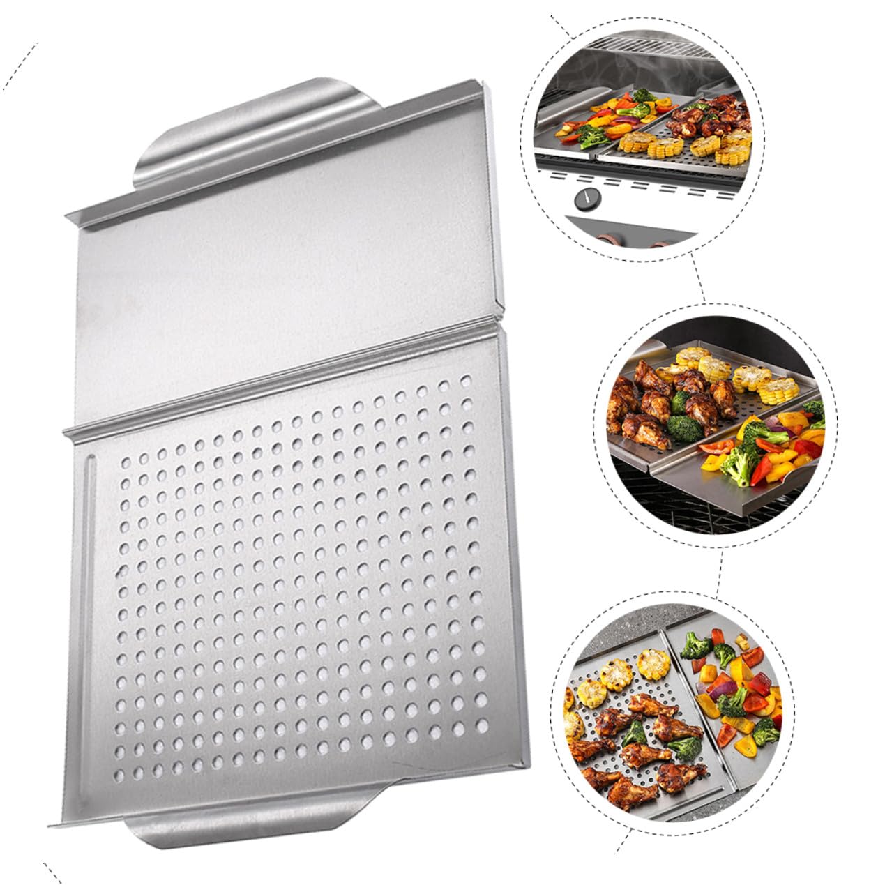 Piastra Antiaderente per Barbecue in Acciaio Inox Quadrata, Padella per Grigliare Versatile per Casa e Buffet, Teglia da Forno Resistente e Facile da Pulire per Grigliate all’Aperto