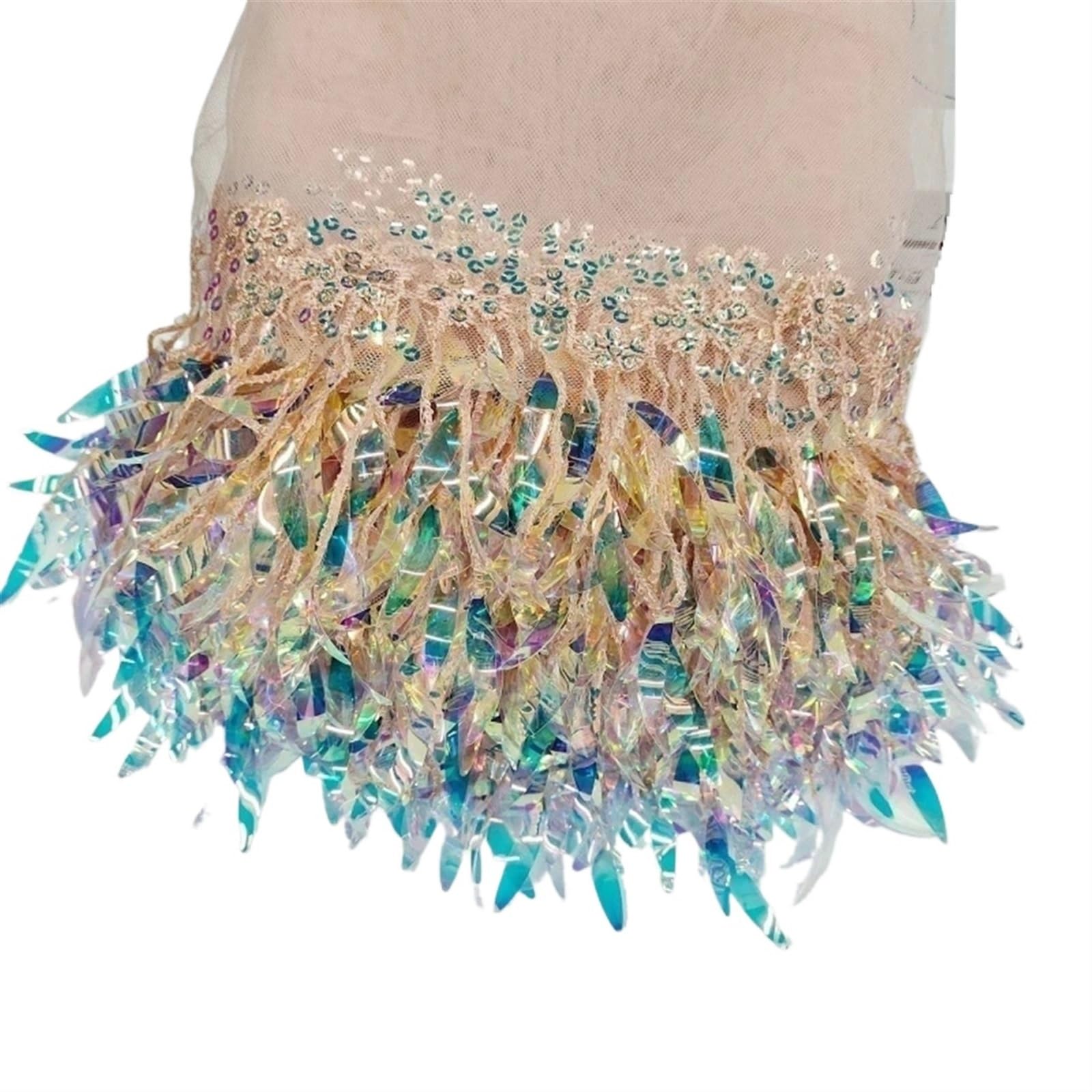 XPJYUA Tassels 2-4Yards 15cm Sequins Tassel Lace Fringe for Sewing Mesh Lace Trims Wedding Dress Fabric Clothes Ribbons DIY Clothing Accessories(Champagne,15cm-2Yards)