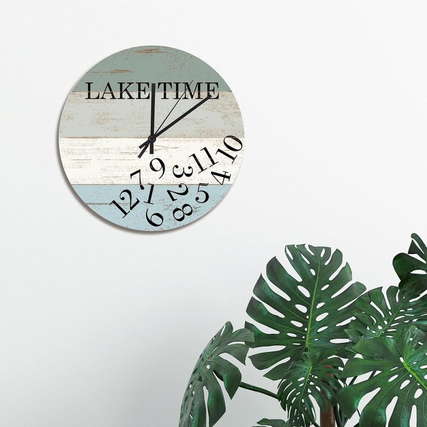 Lake House 15 Inch Large Wall Clocks Battery Operated Silent Lake Time Analog Clock Vintage Wall Hanging Art Farmhouse Home Decor for Kitchen Bedroom Living Room Office