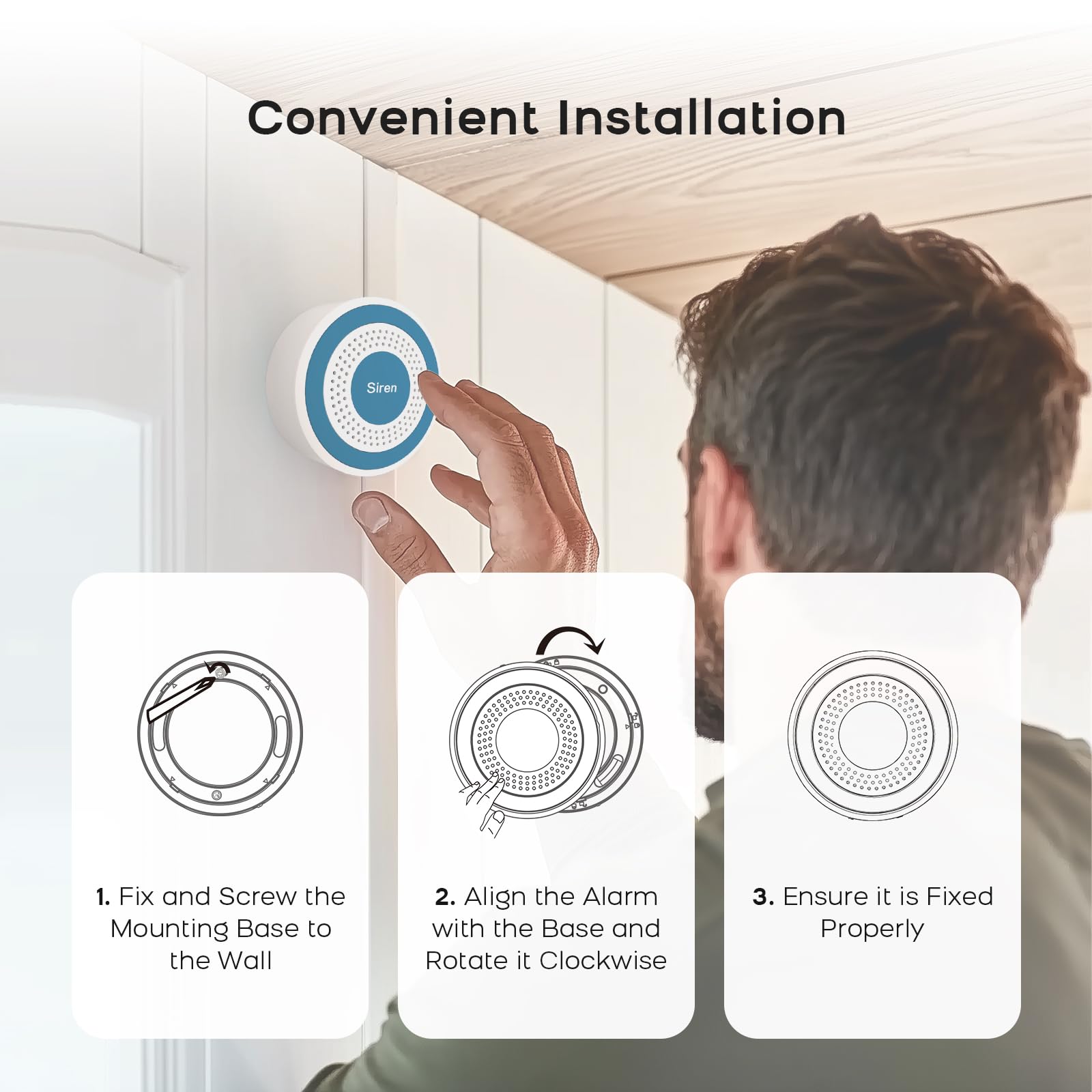 Alarmanlage 5-teiliges,Smart Home Alarmanlage Haus mit APP,WLAN Alarmanlage Set mit Sirene,1 Bewegungsmeldern,1 Fenster Tür Sensoren Und 2 Fernbedienungen,Alarmanlage für Haus,Wohnung,Wohnmobil