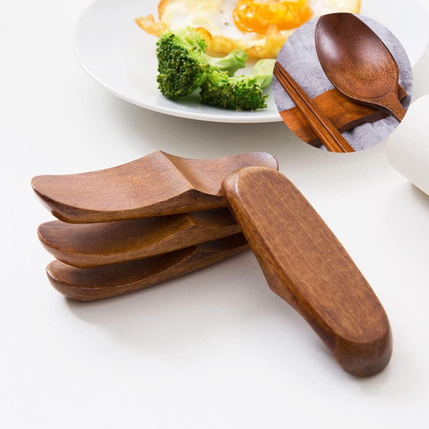 6 Piezas Soporte para Tenedor Cuchara, Cena Cuchara Soporte, Resto De Palillos De Madera, Palillos Utensilio Soporte, Soporte para Palillos De Madera para Mesa, Accesorios De Comedor