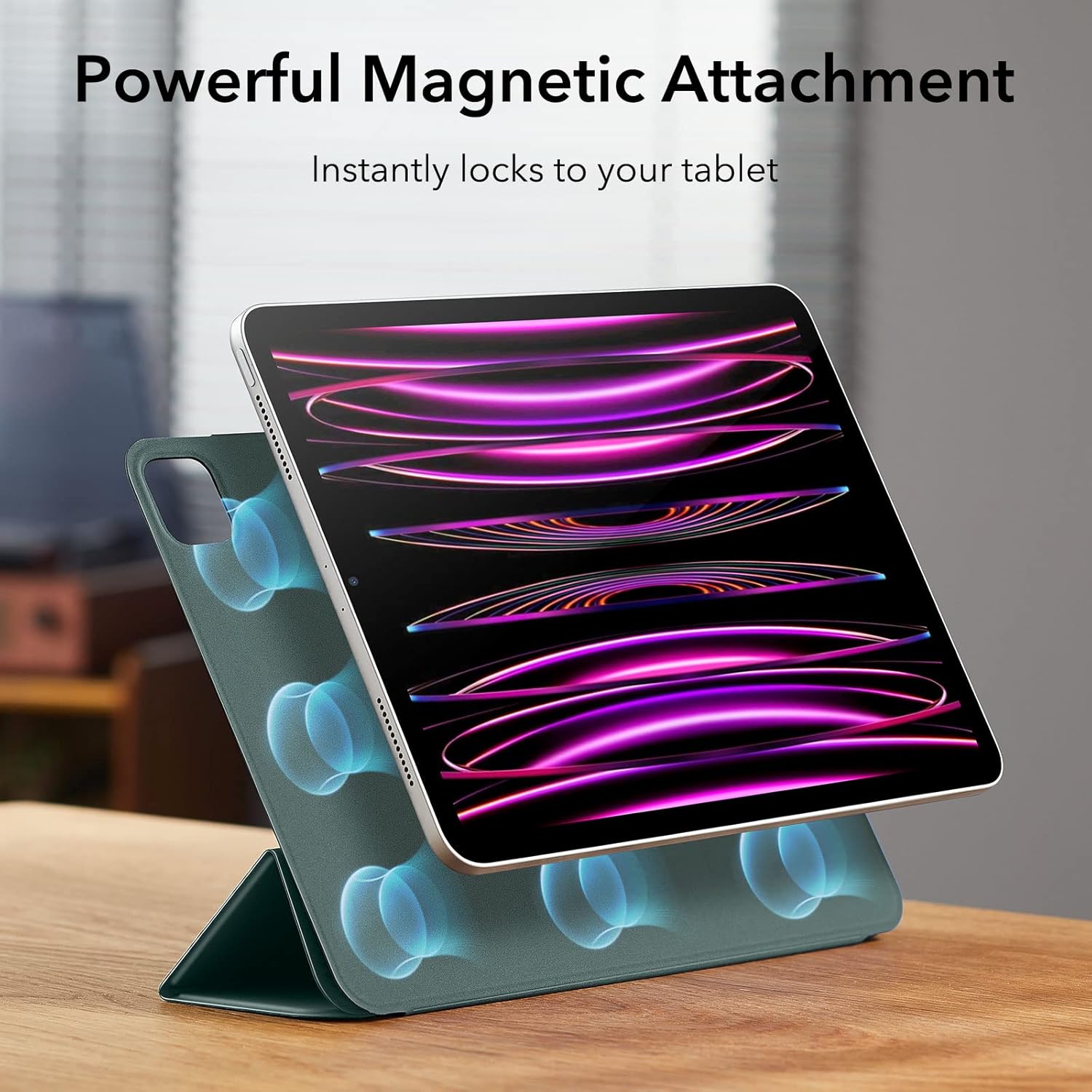 ESR for iPad Pro 12.9 6th/5th/4th Gen, iPad Air 13 Inch Case M3/M2 (2025/2024), Powerful Magnetic Attachment, Slim Trifold Stand Case, Supports Pencil Pro & PUSB-C, Rebound Series, Green - Image 3