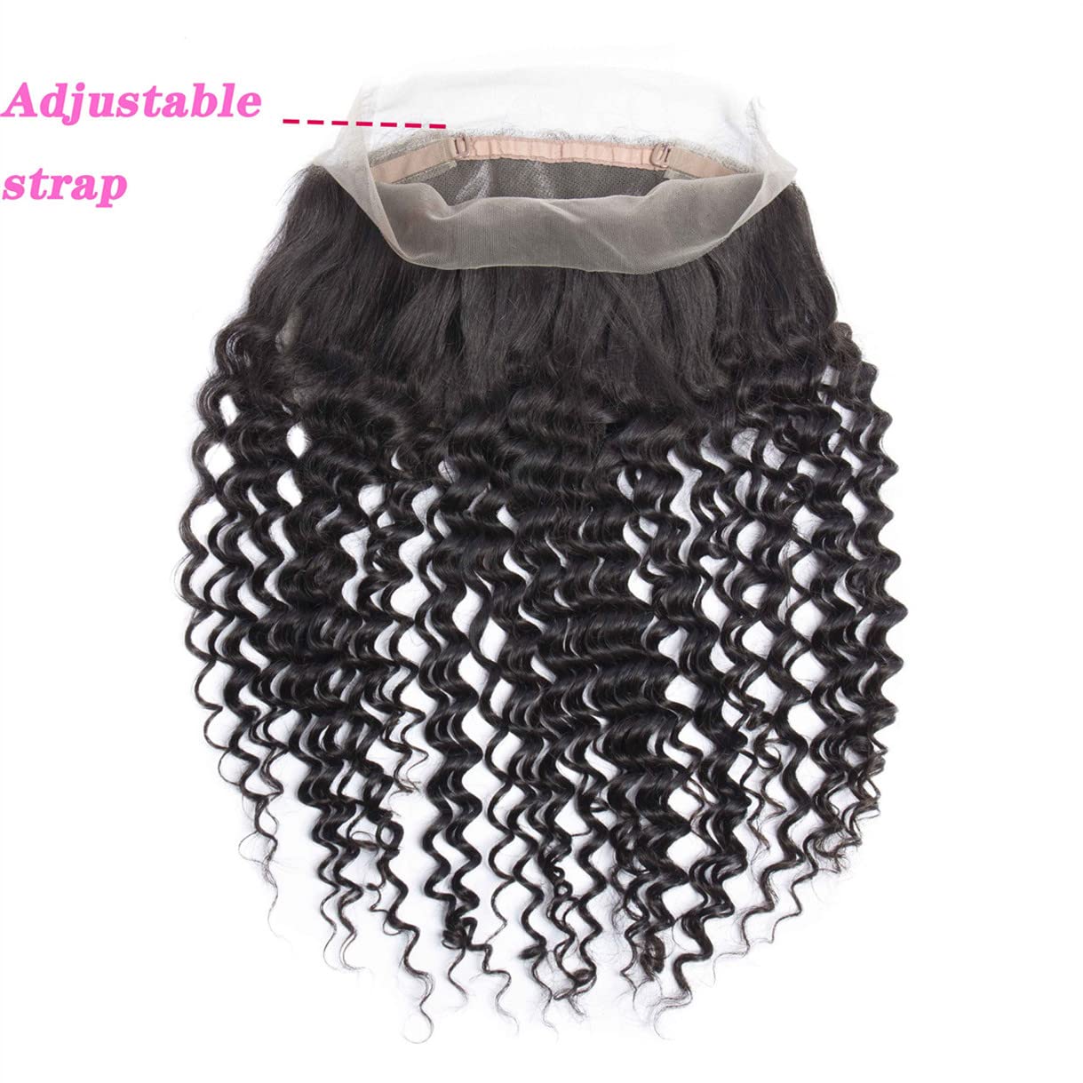 360 Lace Frontal Closure Brazilian Virgin Human Hair Deep Curly 360 Fronal For Black Women Deep Wave 360 Fronal Closure Pre Plucked with Baby Hair Natural Black (14inch, deep wave 360 frontal)