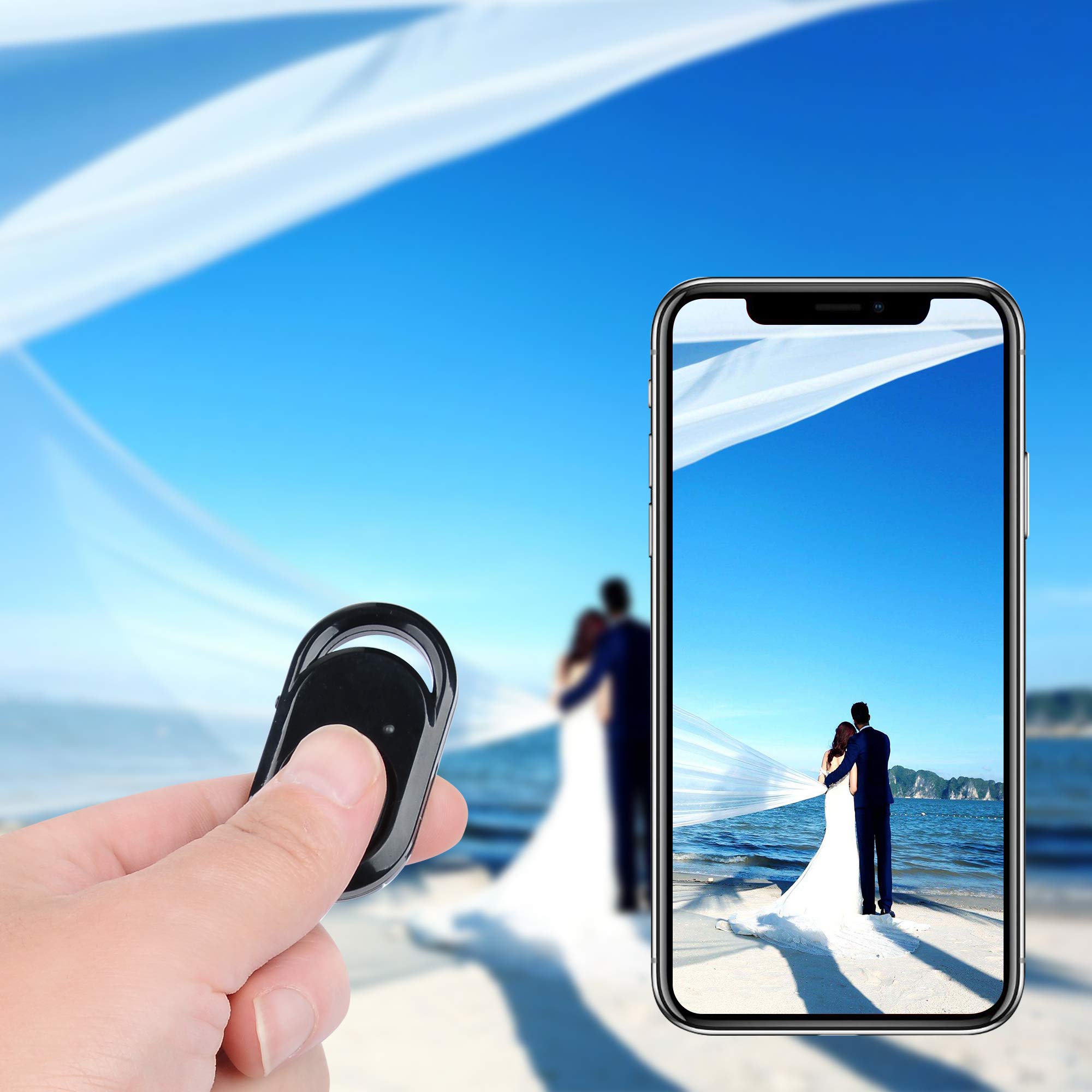 amathings 2 wyzwalacze aparatu Pilot zdalnego sterowania jednym przyciskiem z technologią Bluetooth Zdalny wyzwalacz do smartfonów i tabletów (iOS i Android) jeden przycisk