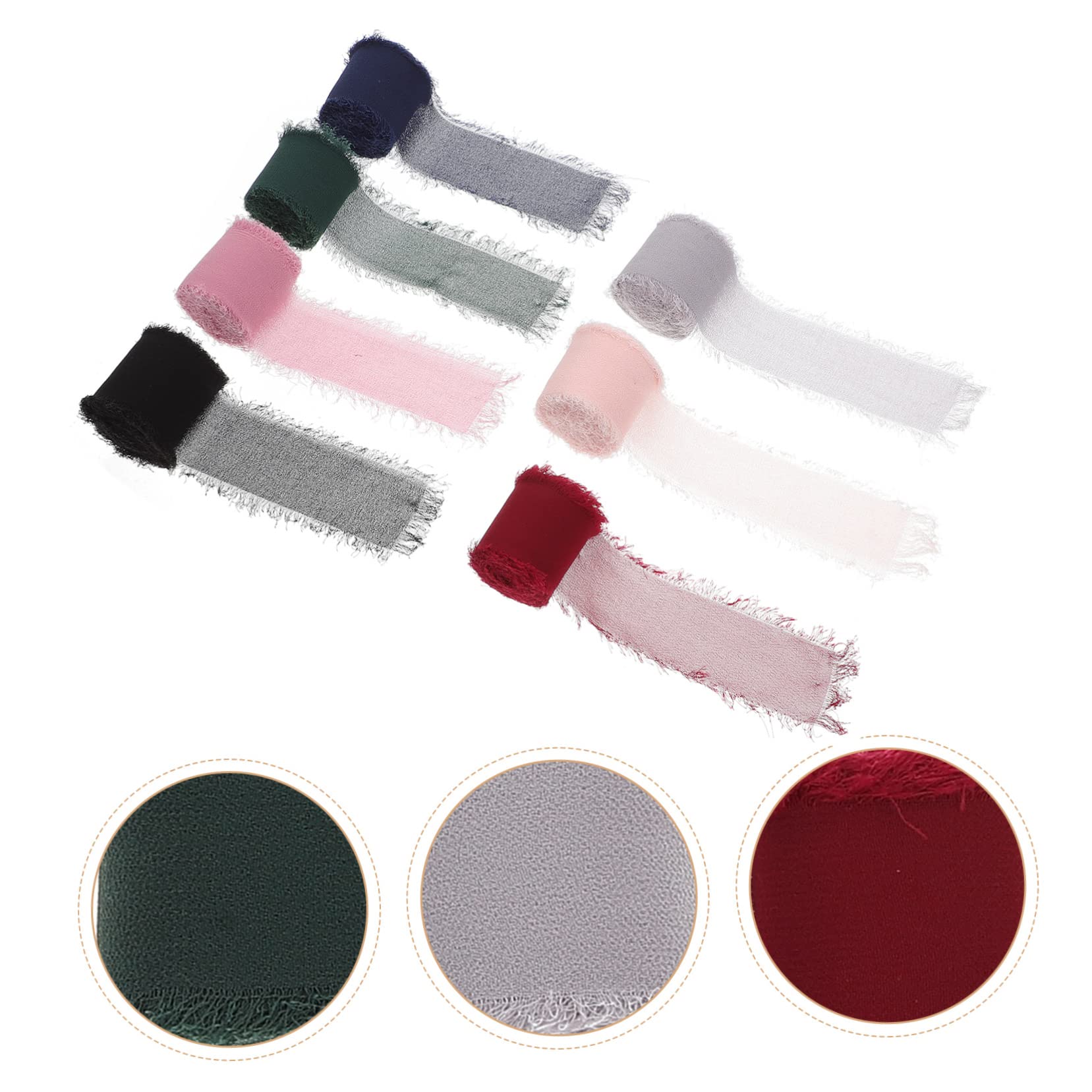 TEHAUX 7rolle Seidenband Farbige Fransen-chiffon-seidenbänder Seidenähnliche Bänder Diy-verpackungsbänder Geschenkverpackungsbänder Dekobänder Blumenstraußbänder