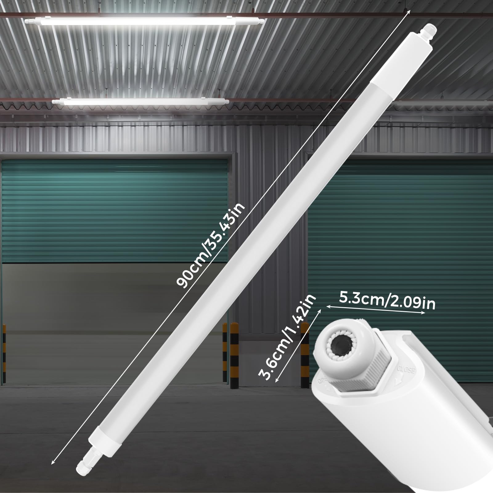 zemty 3FT LED Batten Lights 24W 2640LM Super Bright, 3000/4000/6500K Selectable Ceiling Mount Tube Lights - Image 4