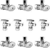 Foskan 10-Pack 1/4 Turn Compression Angle Stop Valves - 1/2" NOM (5/8" OD) x 3/8" OD Chrome Plated Brass Shut Off Valves