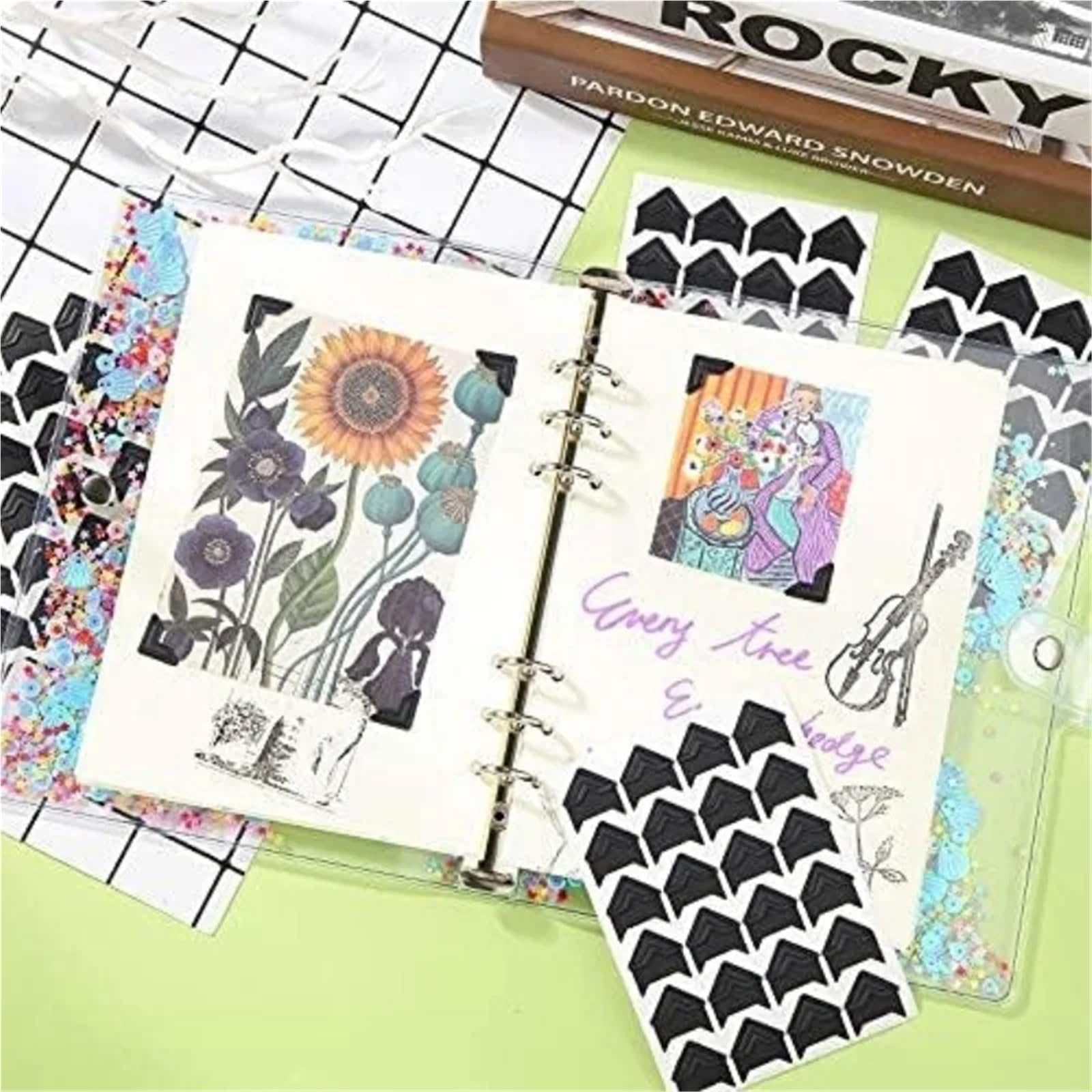 Lot de 1200 autocollants d'angle vintage en papier kraft pour coins de photos, scrapbooking, accessoires d'album photo, autocollants d'angle (blanc)
