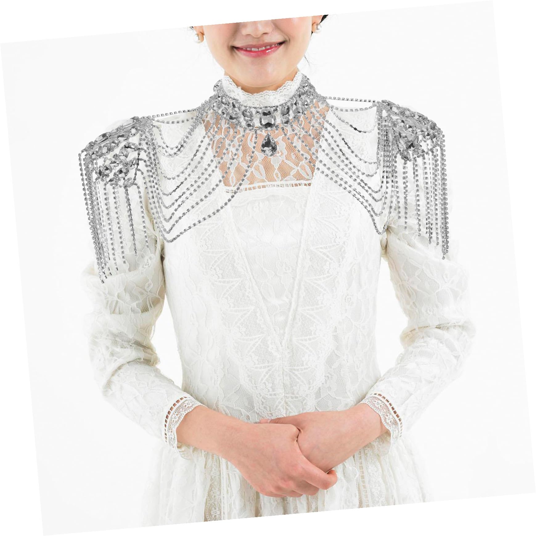 HANABASS Collar de Hombro para Mujer Borlas de Gemas de Imitación Cadena Corporal de Joyería para Bodas Graduaciones y Eventos Formales