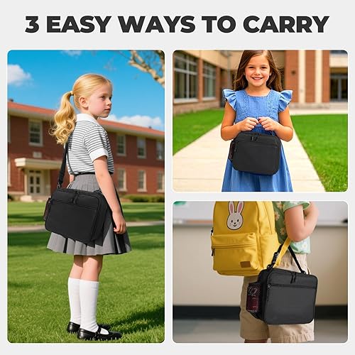 Miniatura 2 de Lonchera para niños y niñas, bolsa de almuerzo aislada para hombres con correa para el hombro, lonchera pequeña para niñas, escuela, viajes, picnic