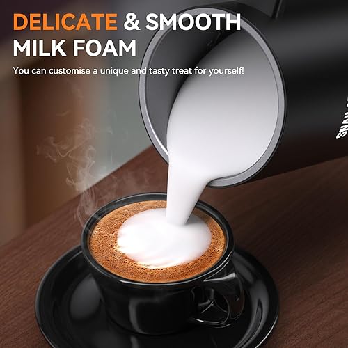 Miniatura 5 de Snailar Espumador de leche, vaporizador de leche eléctrico de acero inoxidable de 10 onzas, máquina de espuma fría y caliente 4 en 1 para latte,