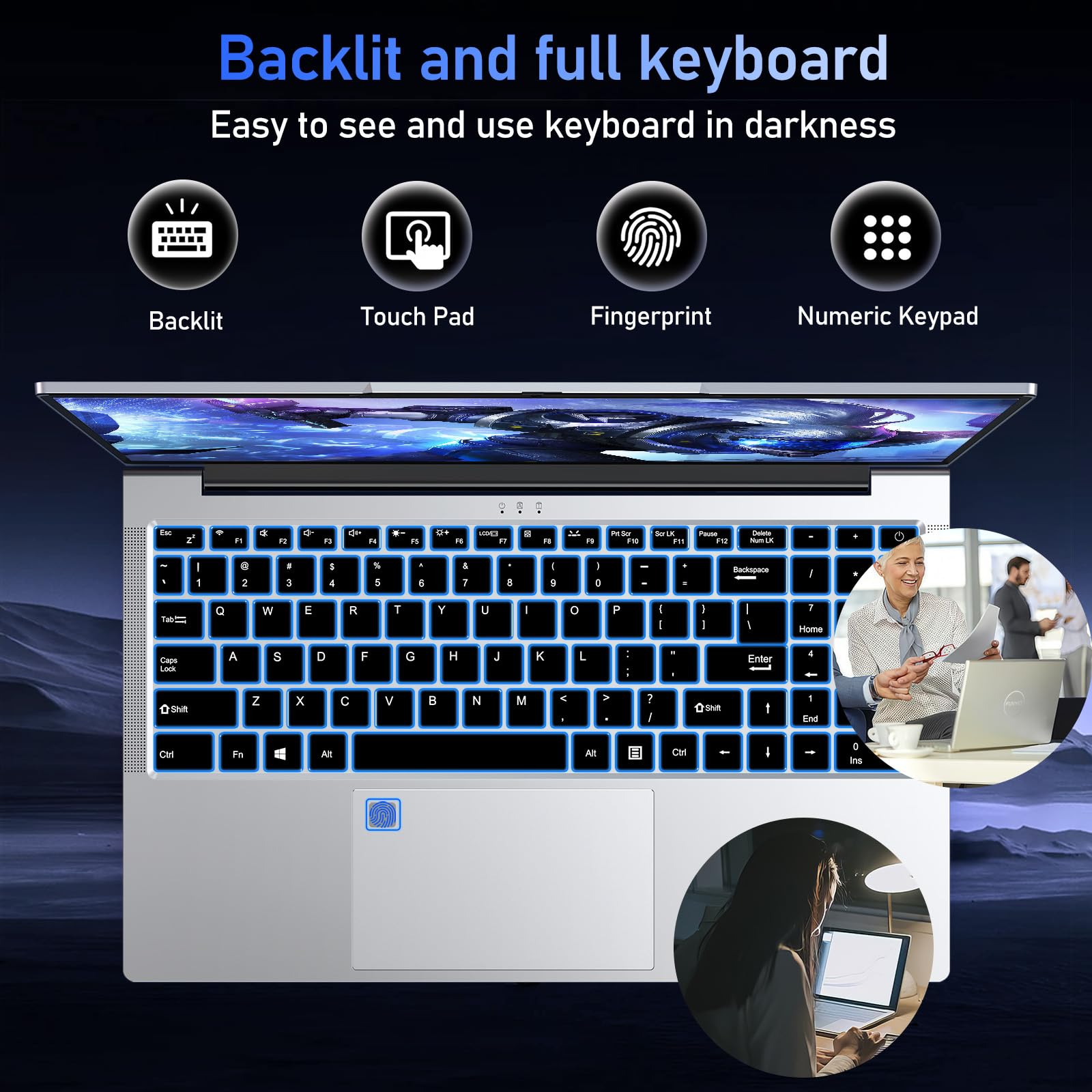 FUNYET PC Portatile 15,6 pollici Notebook Gaming Laptops,2025 i9-11900H Processore (fino a 4,9Ghz) Gamer Laptop, 16GB RAM 1TB SSD, Computer Tastiera Retroilluminata, Tipo-C, RJ45 (i9-11900H, 16GB+1TB)