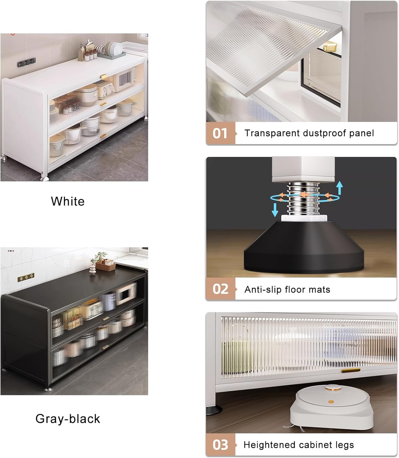 Kitchen Prep Table with Work Countertop, Multifunctional Kitchen Storage Rack, Microwave Oven Stand, Metal Extended Counter (Color : White, Size : 60 * 44 * 85)
