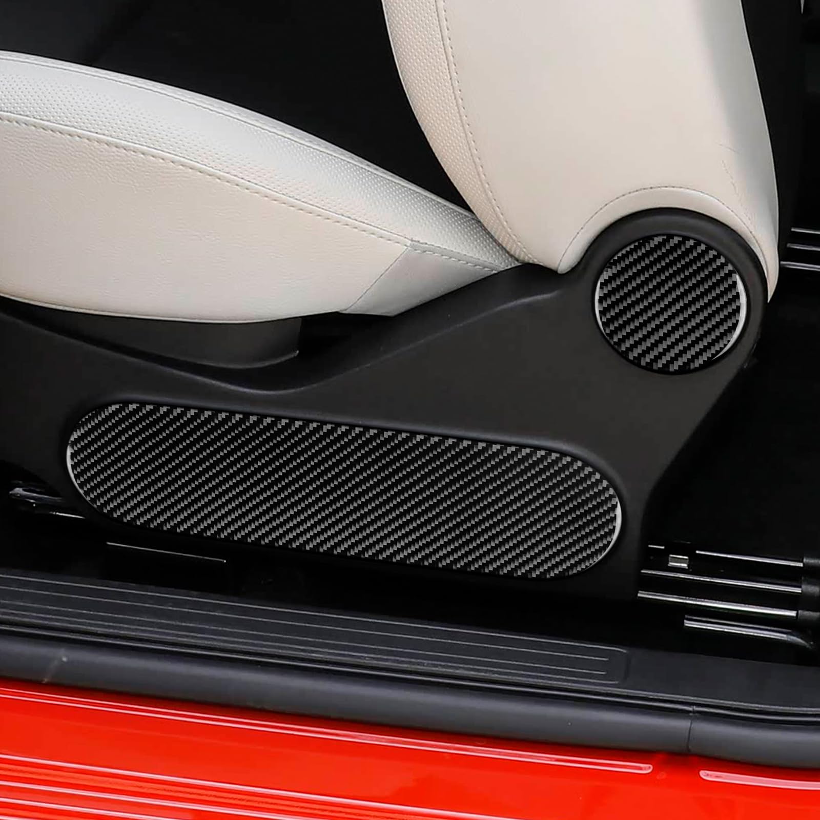KUNGKIC Per Fiat 500 2008 – 2024 Abarth 595/695 2012 – 2024 sedili auto in fibra di carbonio manopole di regolazione per rivestimento decorativo interno accessori adesivi inclusi,regalo 4 pezzi (nero)