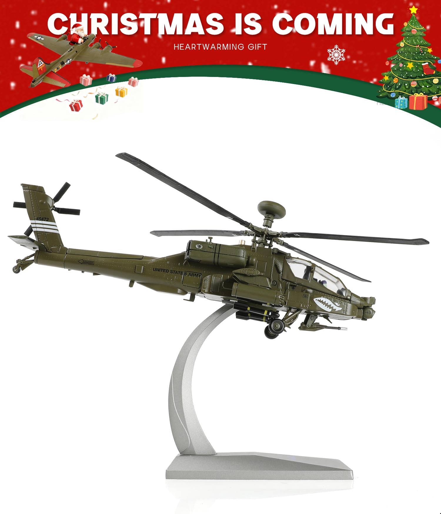 AH-64 アパッチ ヘリコプター 1/24スケール 完成品 ボーイング AH-64D アパッチ・ロングボウ 戦闘ヘリコプター