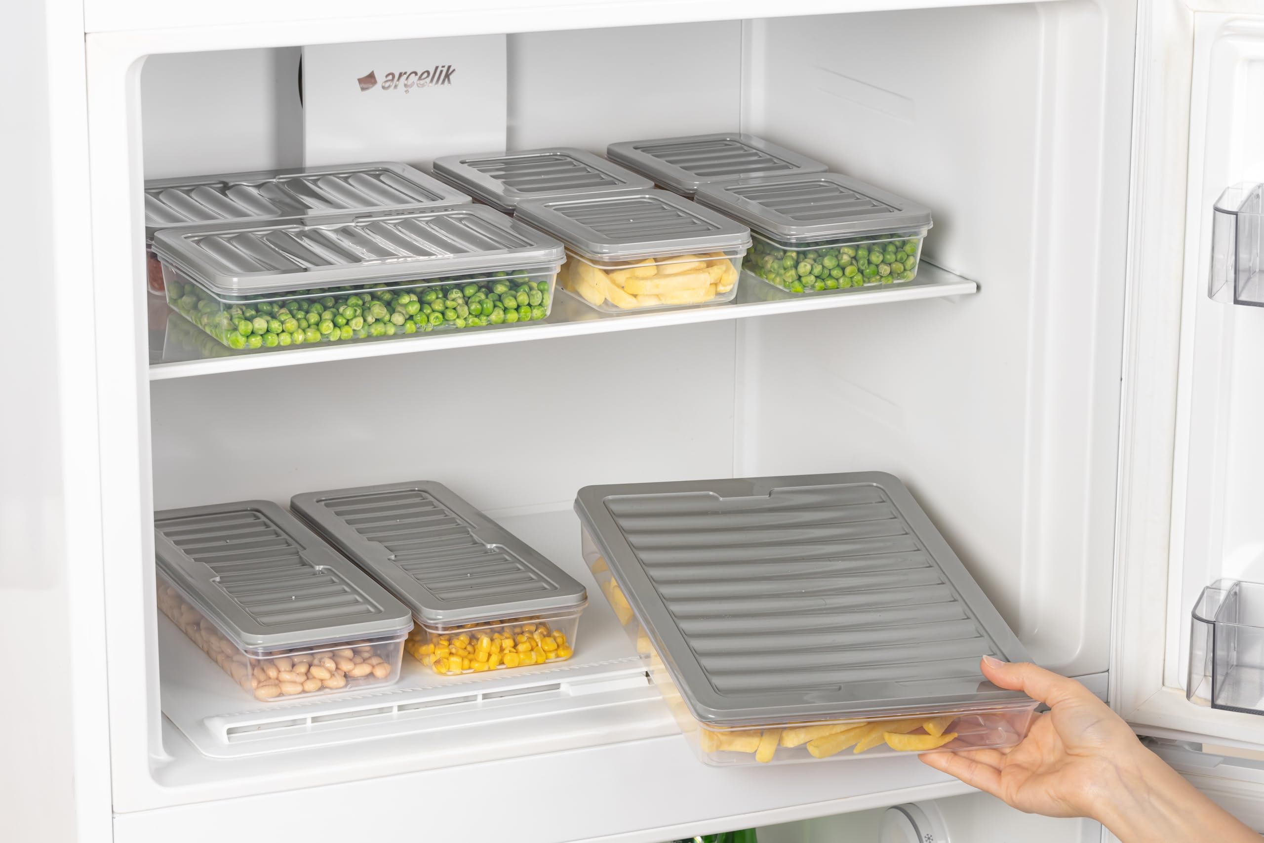 Fresh Box 20-teiliges Frischhaltedosen Set – 8x600 ml, 4x1170 ml, 4x1200 ml, 4x2400 ml – BPA-frei – Stapelbar & Platzsparend – Gefrierschrank Organizer & Kühlschrank Aufbewahrung