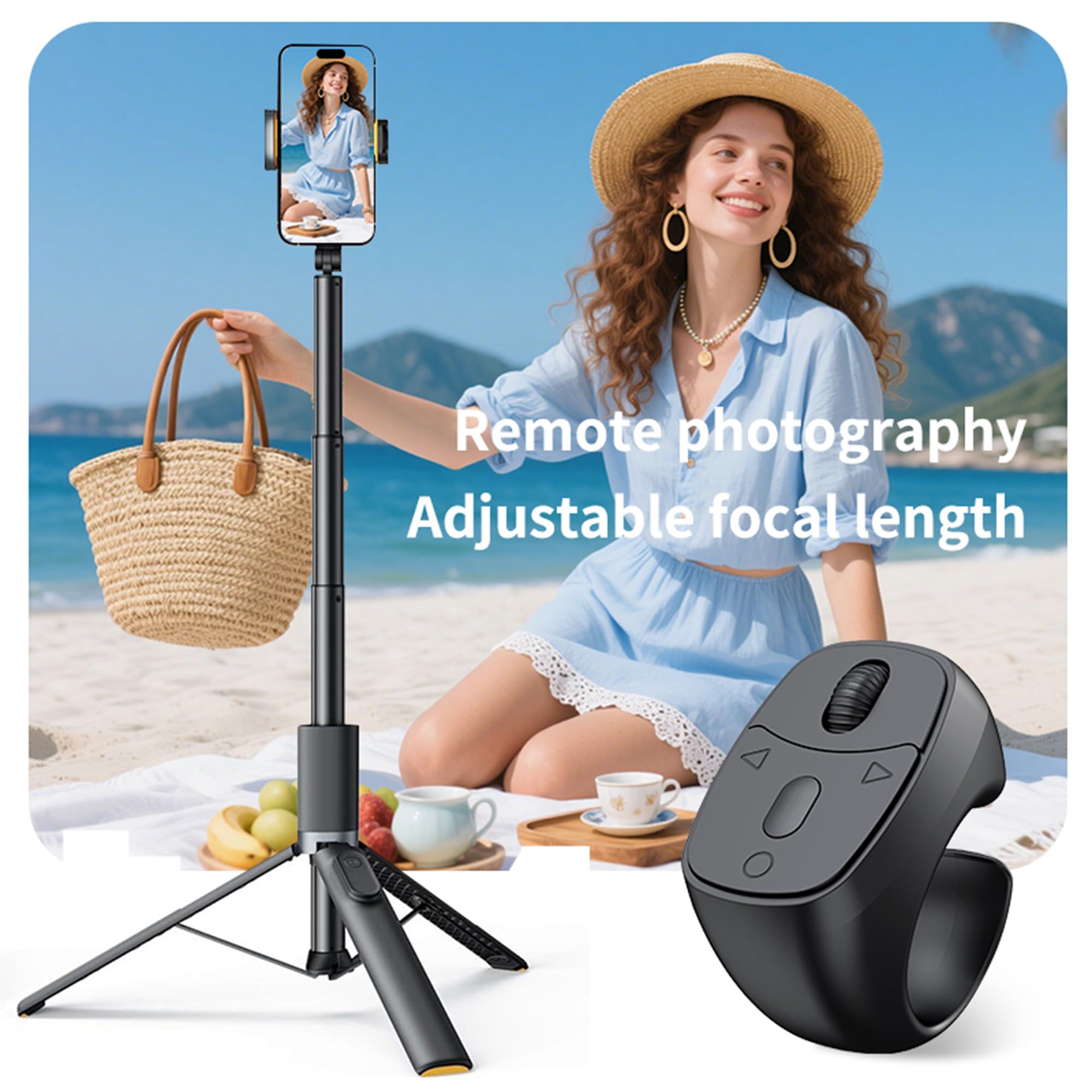 Anillo de desplazamiento remoto para video, control remoto de cámara Bluetooth, anillo inalámbrico para iPhone, Android, manos libres, grabación de video y control remoto de música