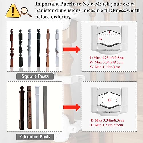 Miniatura 7 de 2 adaptadores de barandilla para puerta de bebé, kit de montaje para puerta de bebé, protector de barandilla de escalera, apto para barandillas