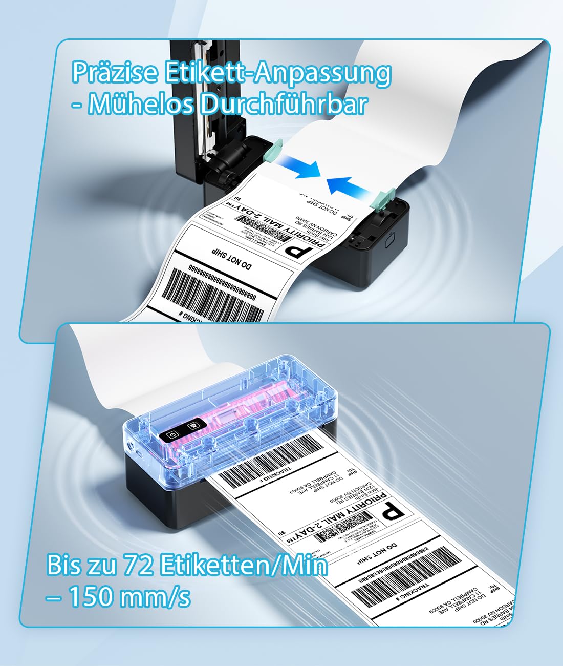 ASprink DHL Etikettendrucker mit Bluetooth, 4x6 Versandetiketten Drucker, 2410BT Thermodrucker, Versandlabel Drucker Kompatibel für Barcode, Amazon, DHL, Etsy, DPD, UPS, Shopify, Schwarz
