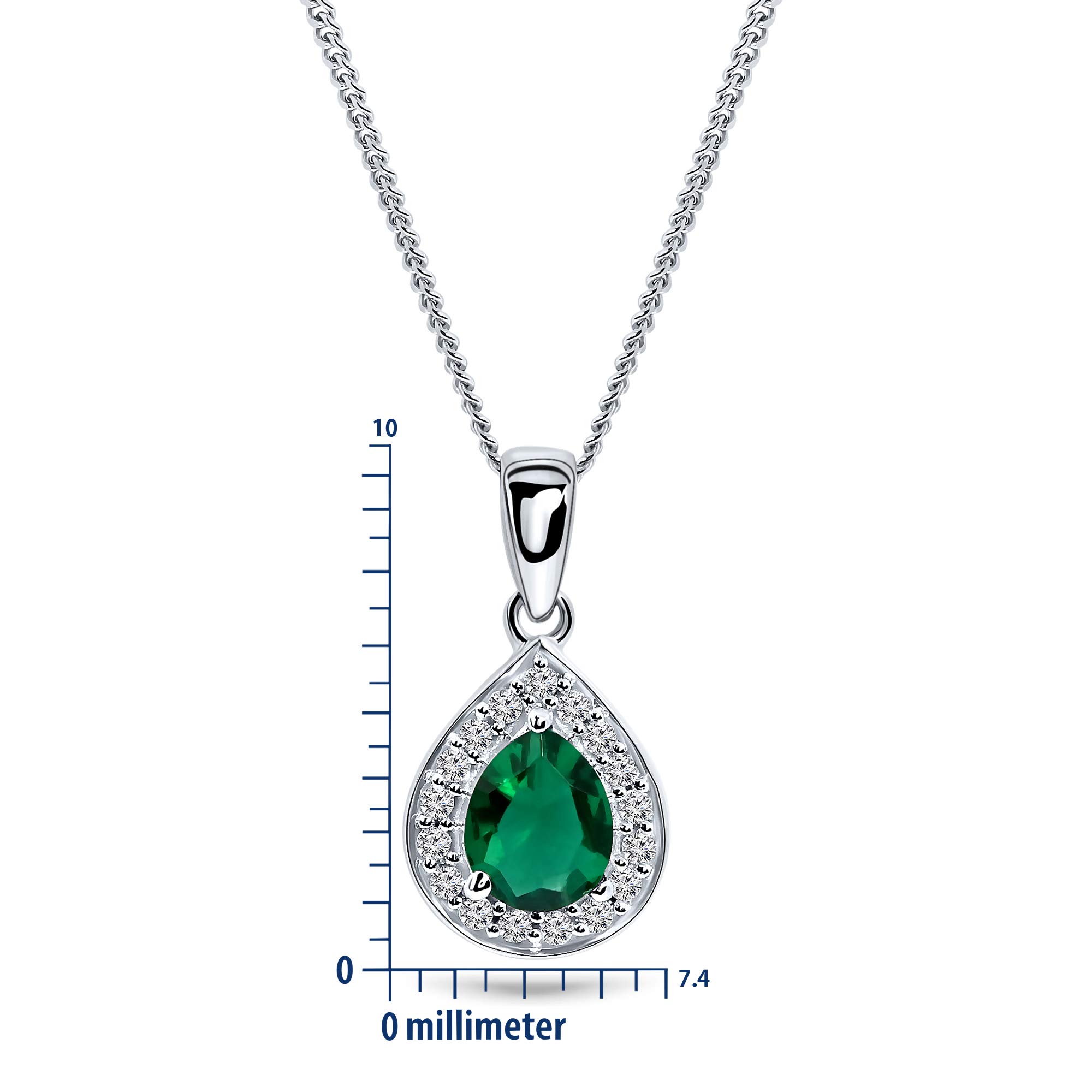 Miore, collana da donna con ciondolo a goccia, con zaffiro, rubino, smeraldo e diamanti in oro bianco 9 carati/ 375, 0,06 ct, Oro, smeraldo,